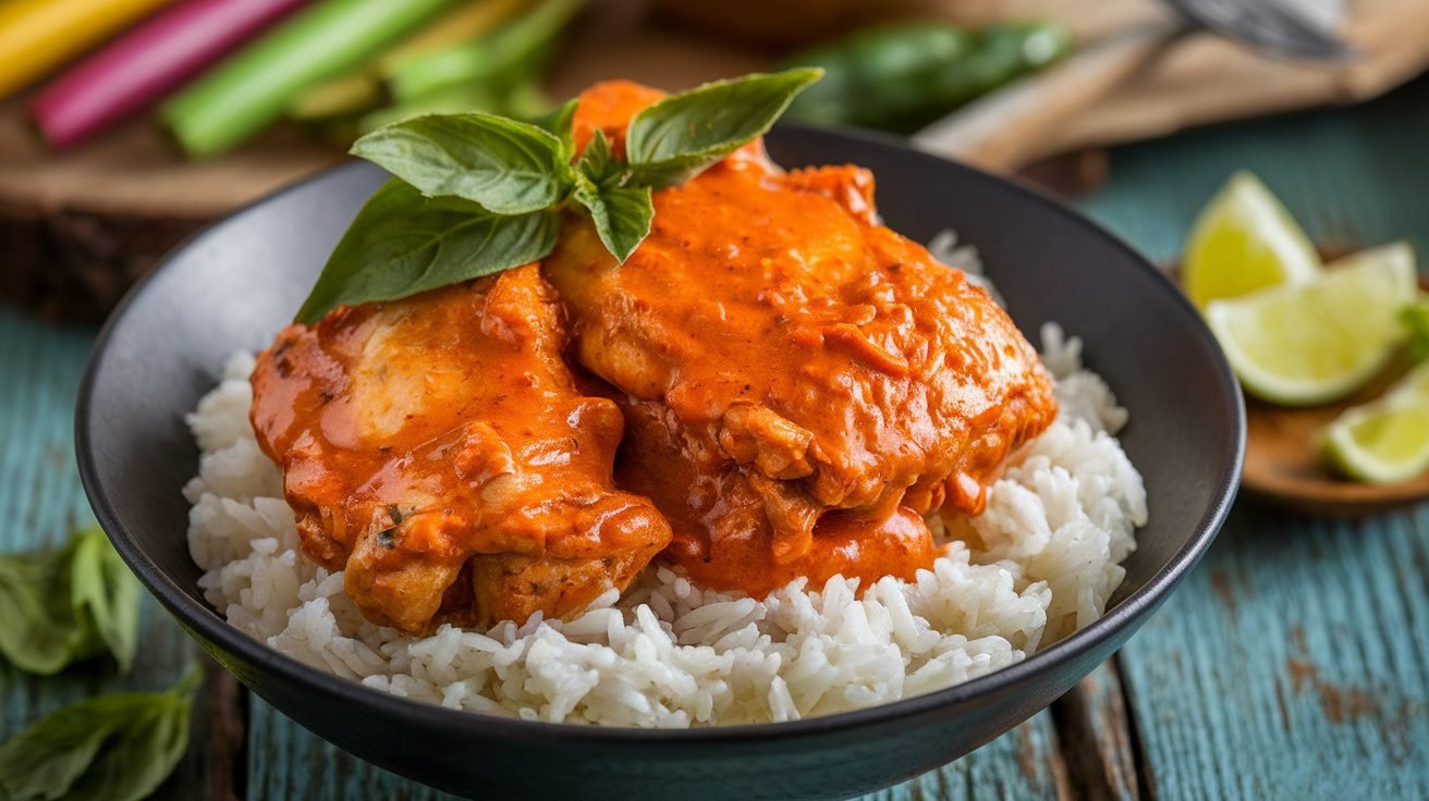 Spicy and Flavorful Red Curry Chicken Thighs & Rice Recipe - Food Blasts