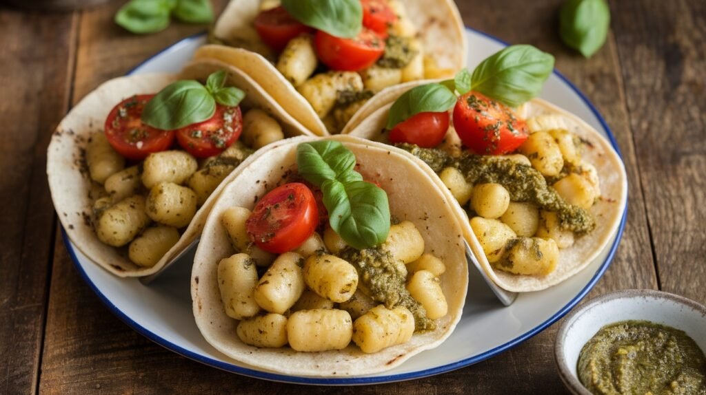 Gnocchi Tacos with Basil Pesto