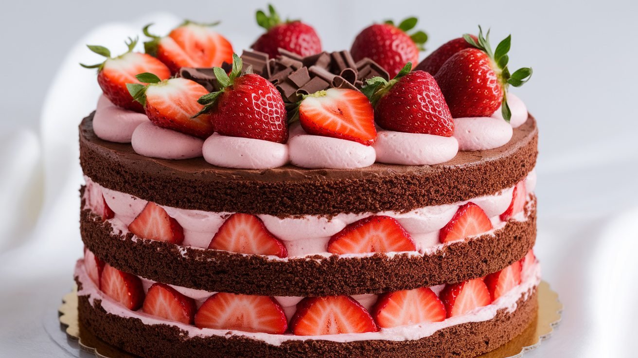 Decadent Chocolate Strawberry Cake Recipe - Food Blasts