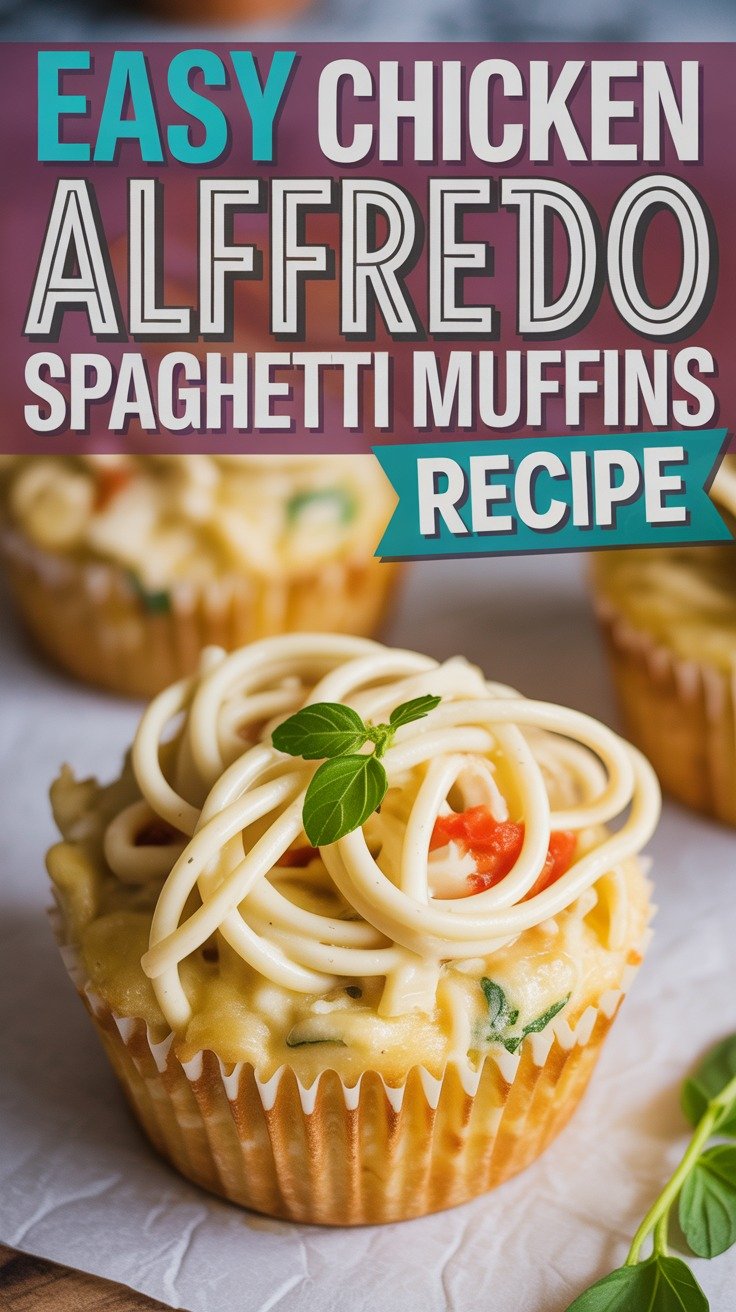 Chicken Alfredo Spaghetti Muffins