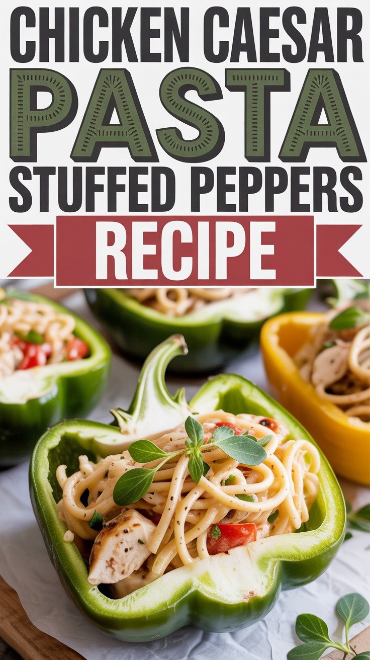 Chicken Caesar Pasta Stuffed Peppers