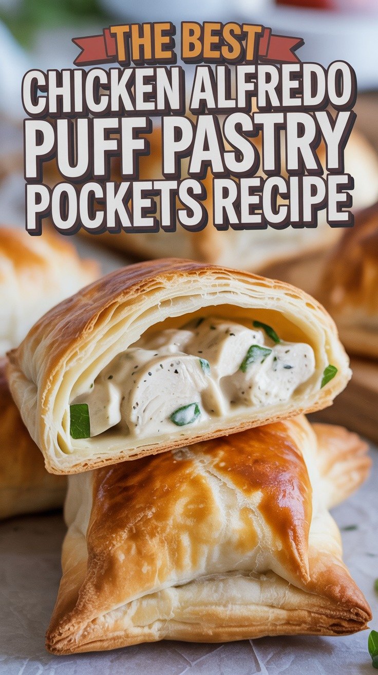 Chicken Alfredo Puff Pastry Pockets
