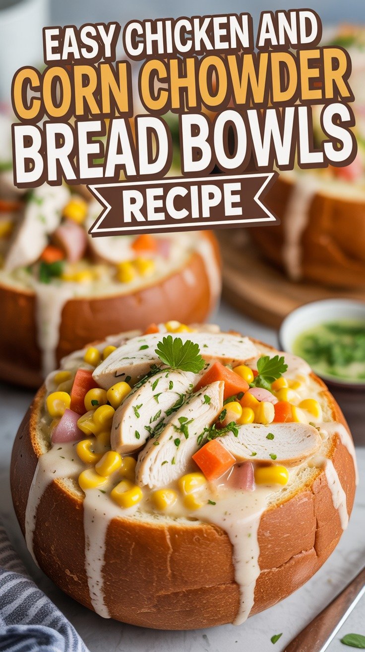 Chicken and Corn Chowder Bread Bowls