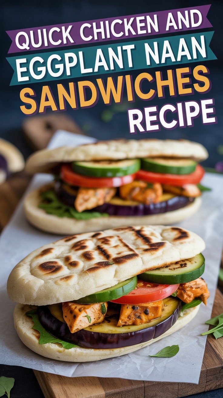Chicken and Eggplant Naan Sandwiches