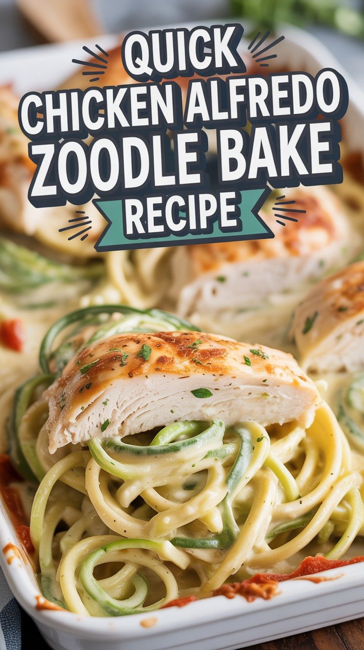 Chicken Alfredo Zoodle Bake