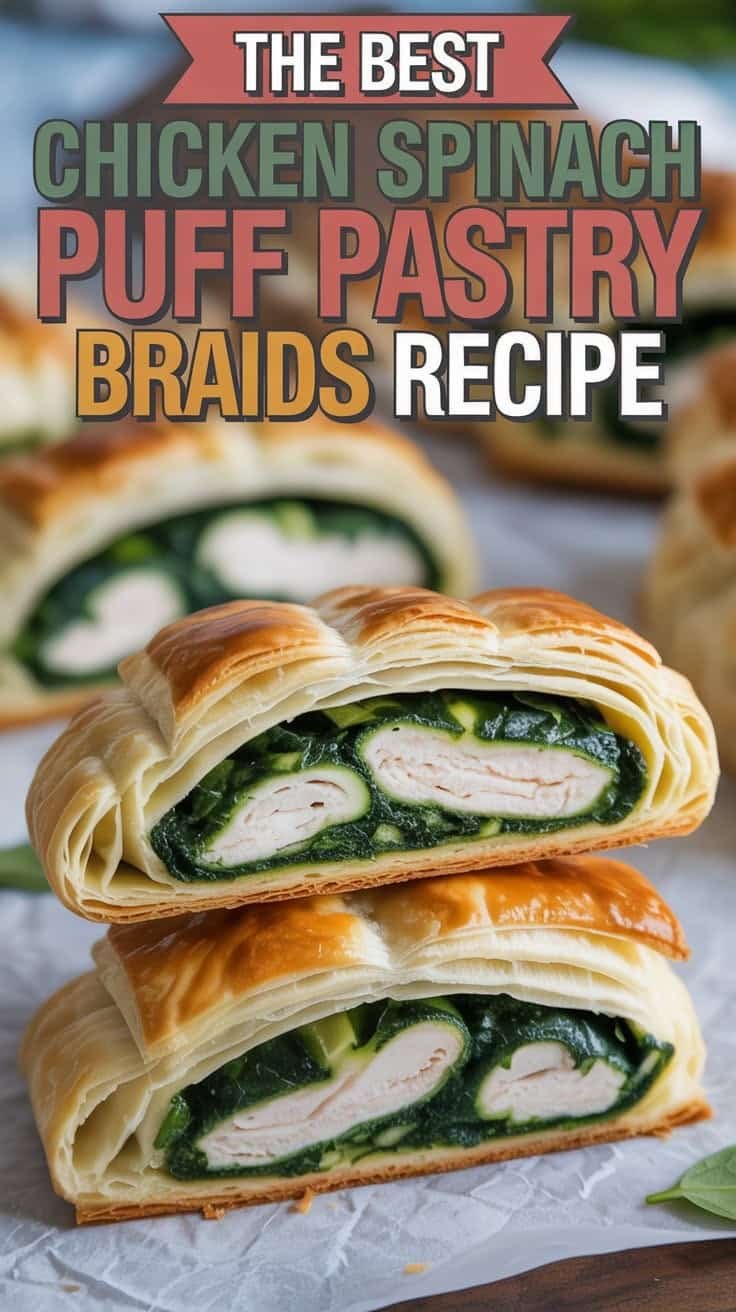 Chicken Spinach Puff Pastry Braids Recipe - Food Blasts