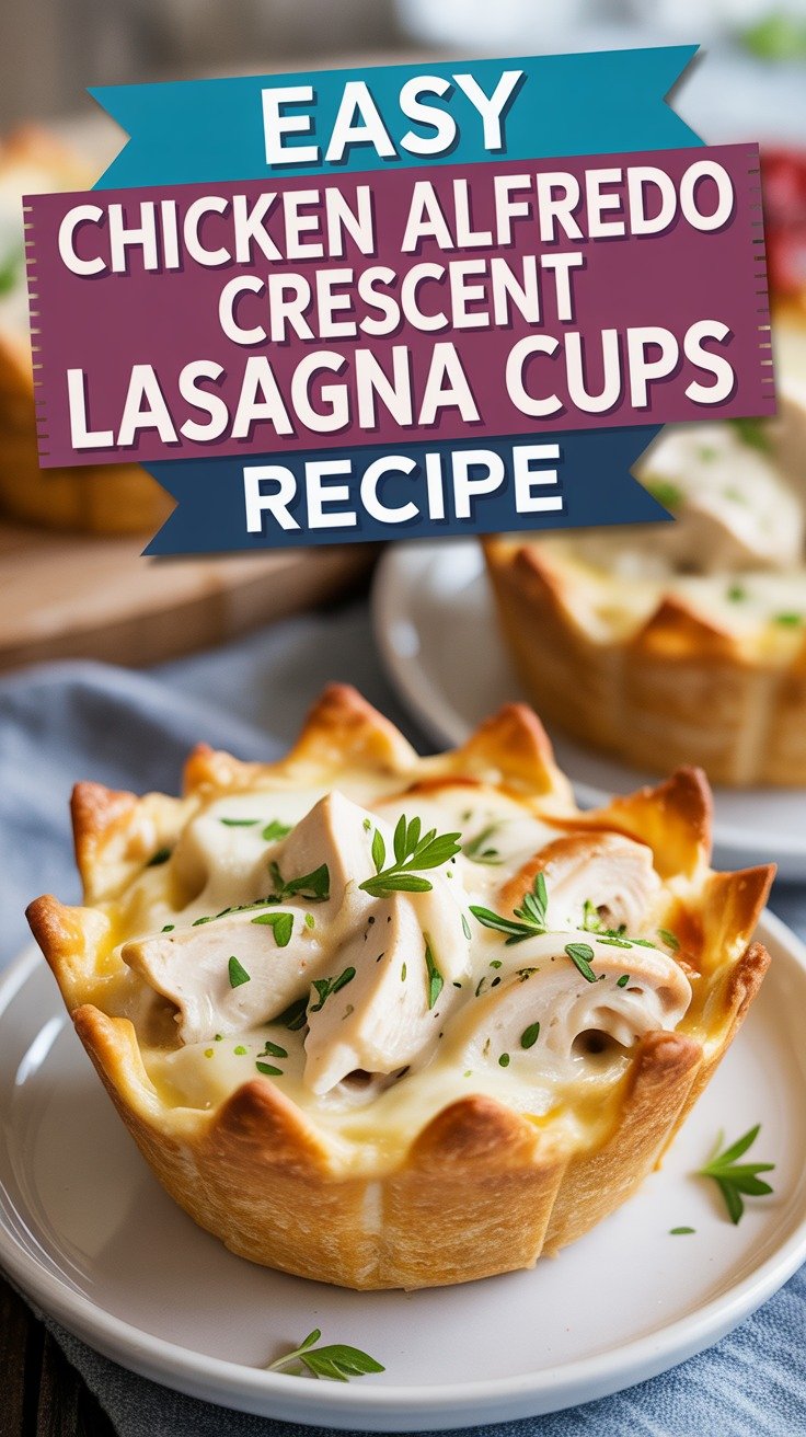 Chicken Alfredo Crescent Lasagna Cups