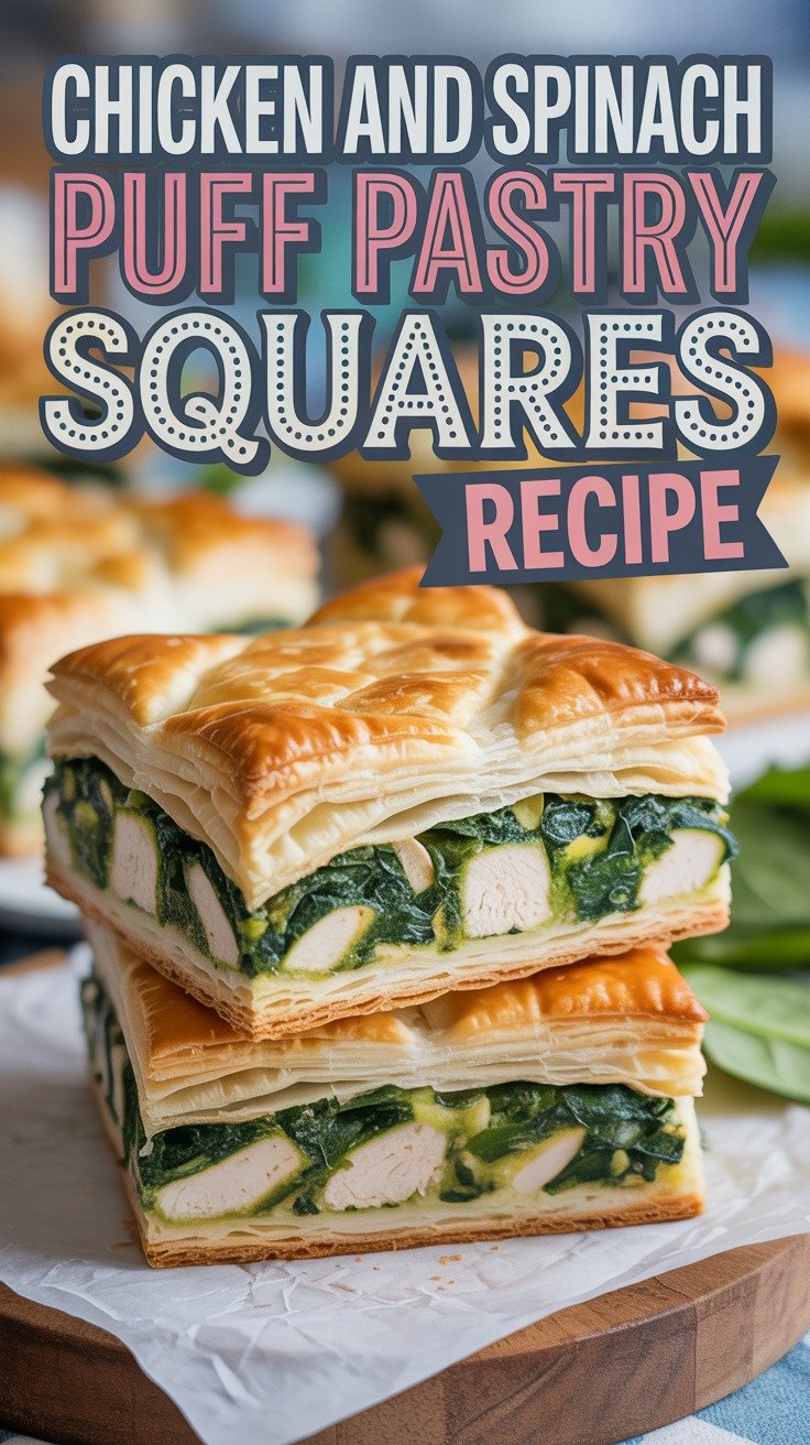 Chicken and Spinach Puff Pastry Squares