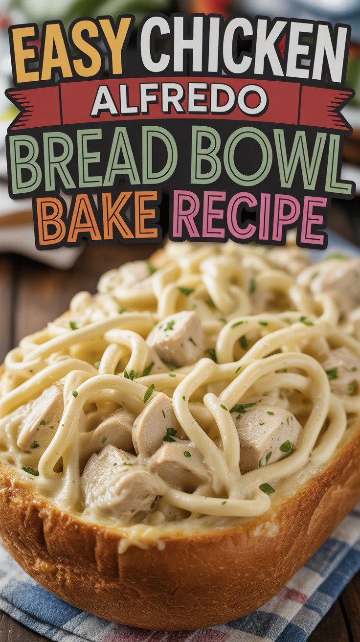 Chicken Alfredo Bread Bowl Bake