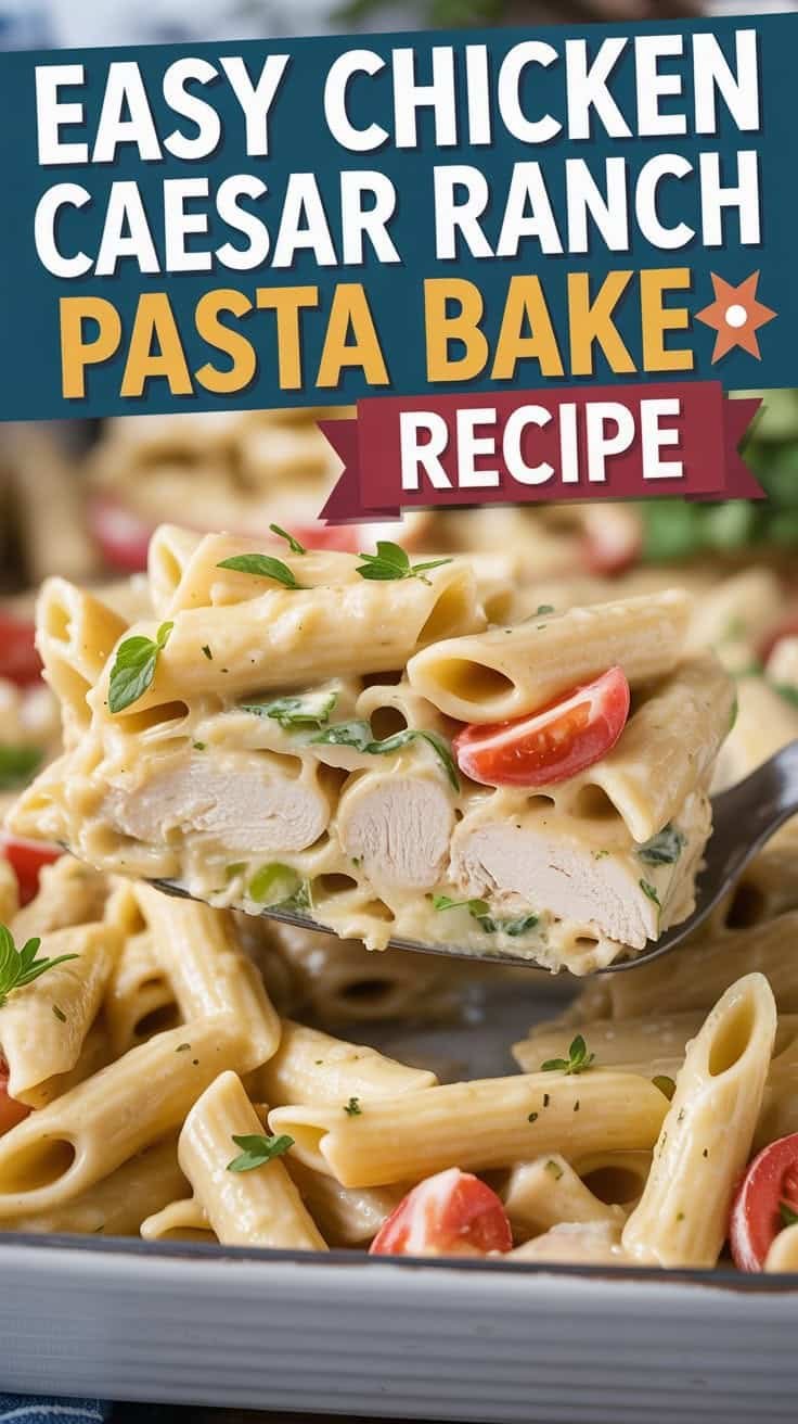 Chicken Caesar Ranch Pasta Bake Recipe - Food Blasts