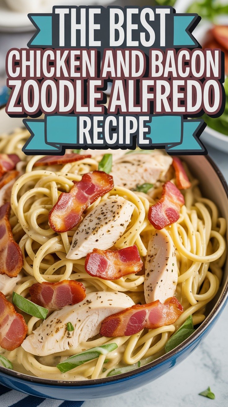Chicken and Bacon Zoodle Alfredo