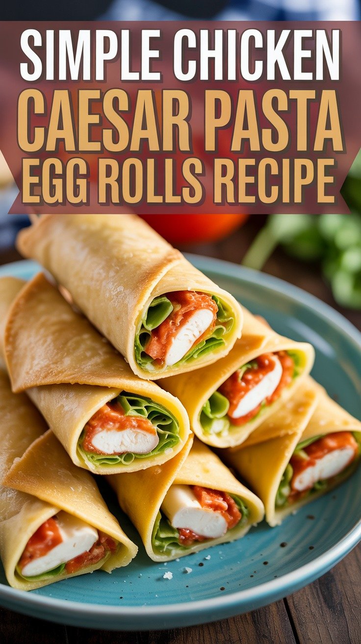 Chicken Caesar Pasta Egg Rolls
