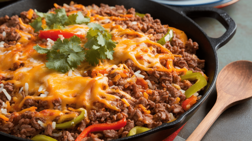 Mexican Beef and Rice Skillet