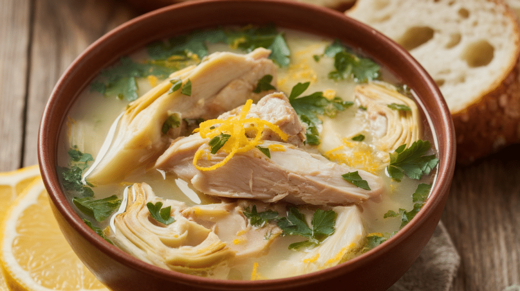 Lemon Chicken Artichoke Soup