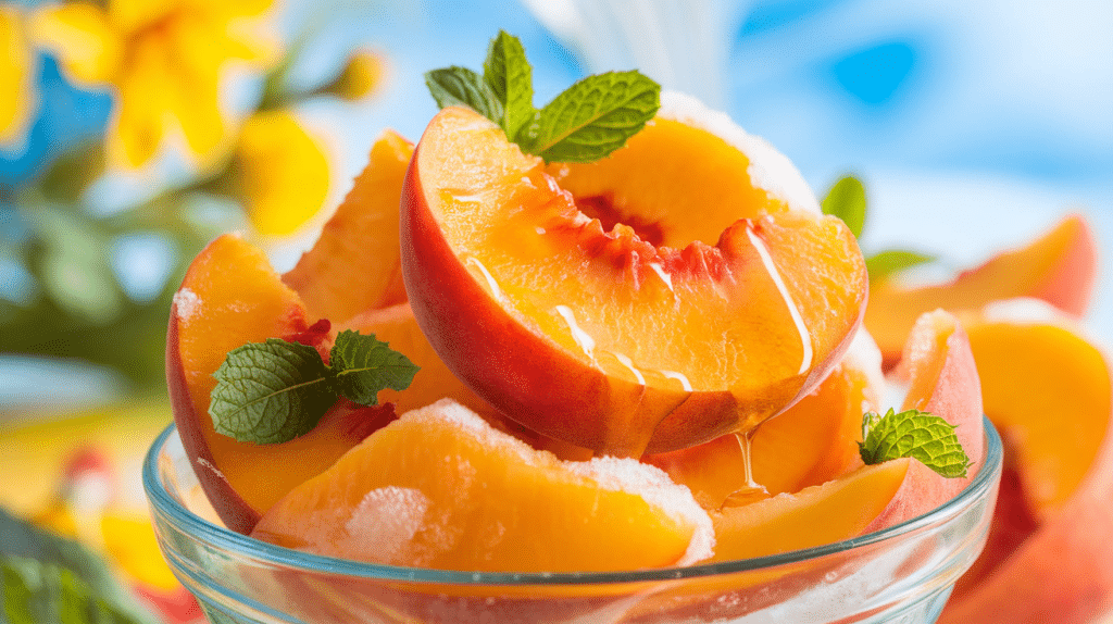 Frozen Peach Slices with Honey Drizzle