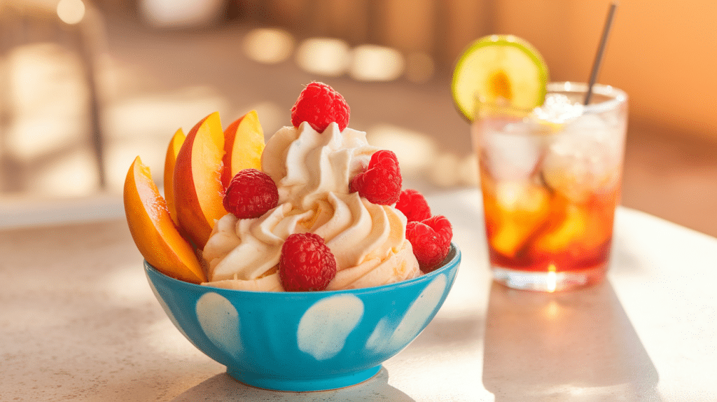 Peach and Raspberry Frozen Yogurt