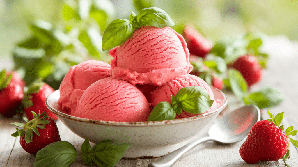 Strawberry Basil Sorbet