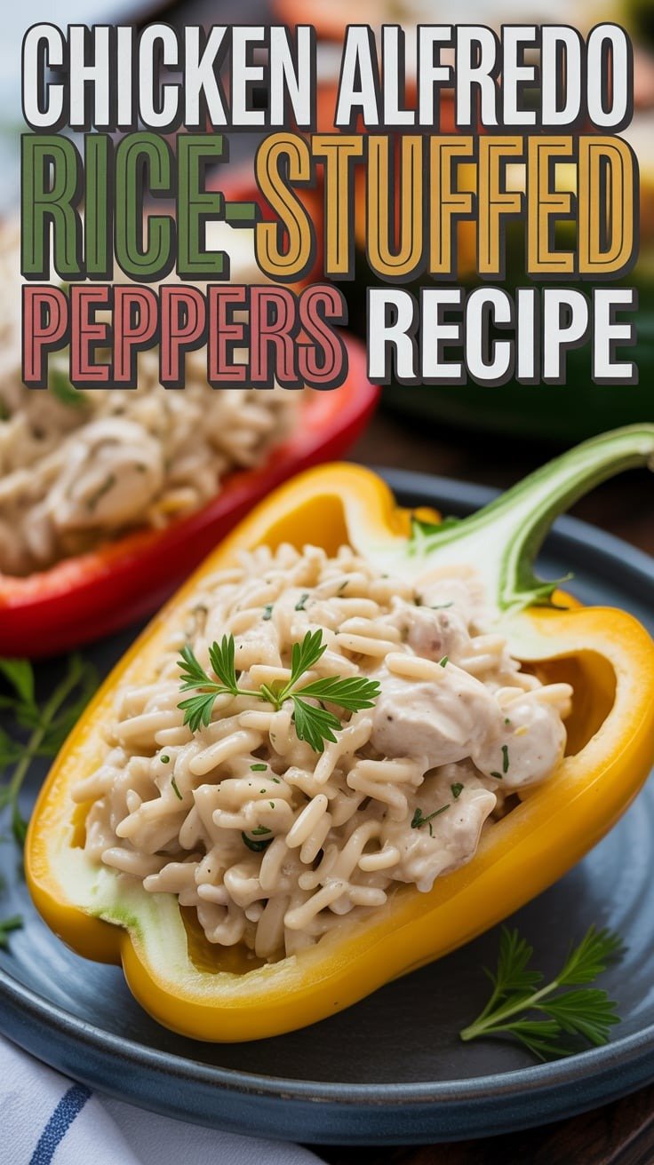 Chicken Alfredo Rice-Stuffed Peppers