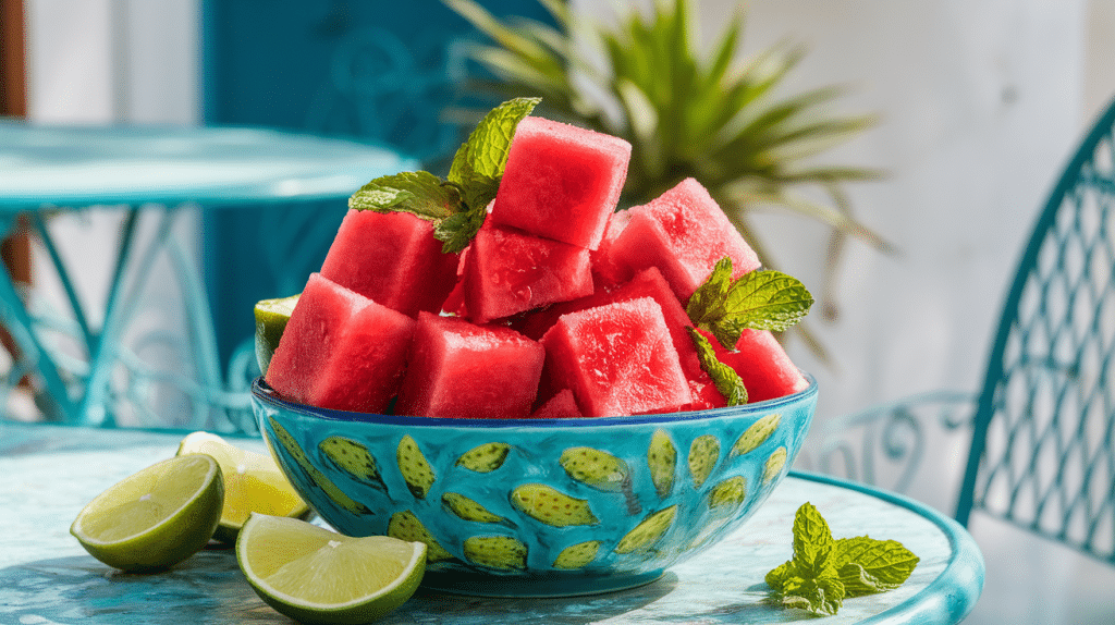 Frozen Watermelon Cubes with Lime