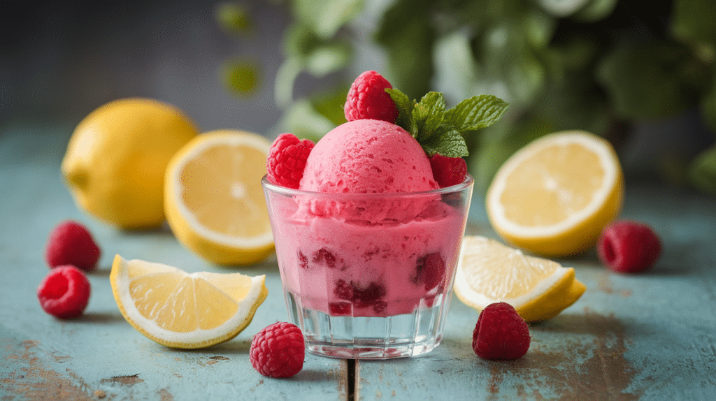 Lemon Raspberry Sorbet Cups