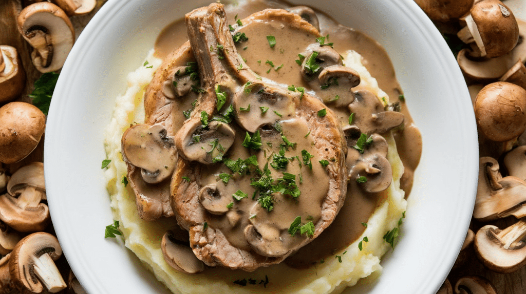 Smothered Pork Chops with Mushroom Gravy