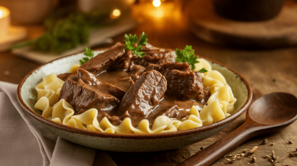 Beef Tips and Noodles