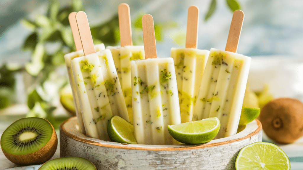 Kiwi Lime Yogurt Popsicles