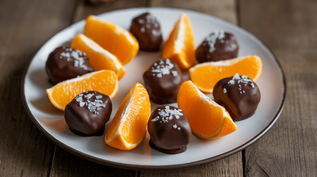 Orange Segments Dipped in Dark Chocolate