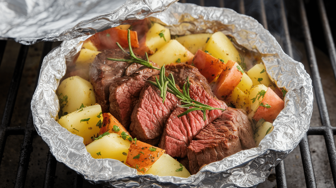 Savory Steak and Potato Foil Packets - Food Blasts