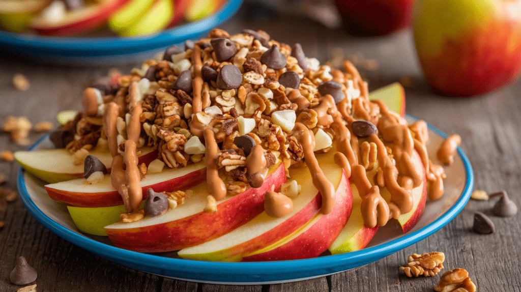 Apple Nachos with Peanut Butter Drizzle