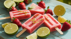 Frozen Strawberry Lime Popsicles