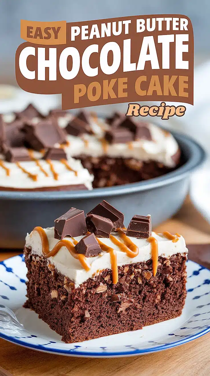 Peanut Butter Chocolate Poke Cake