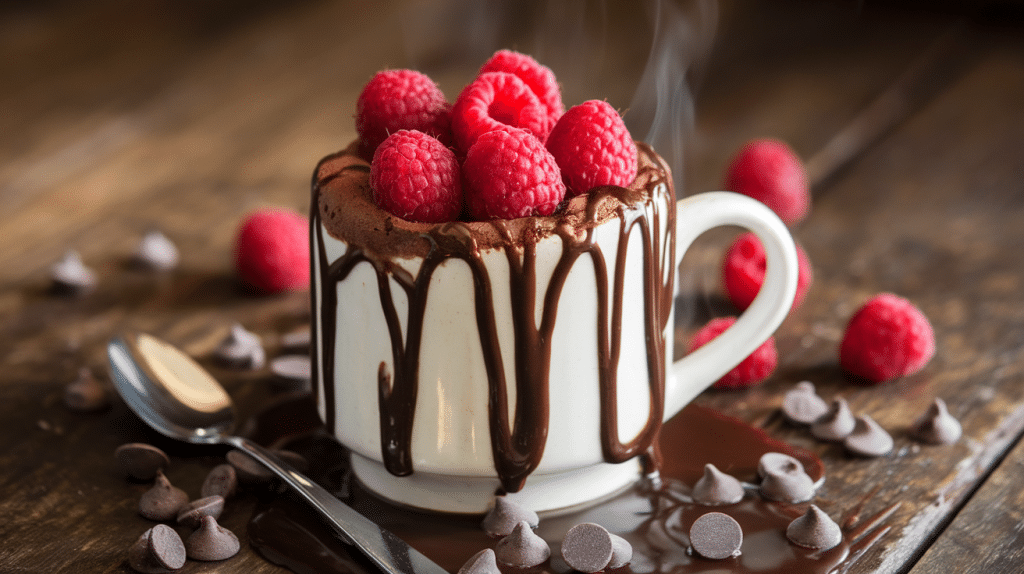 Chocolate Raspberry Protein Mug Cake