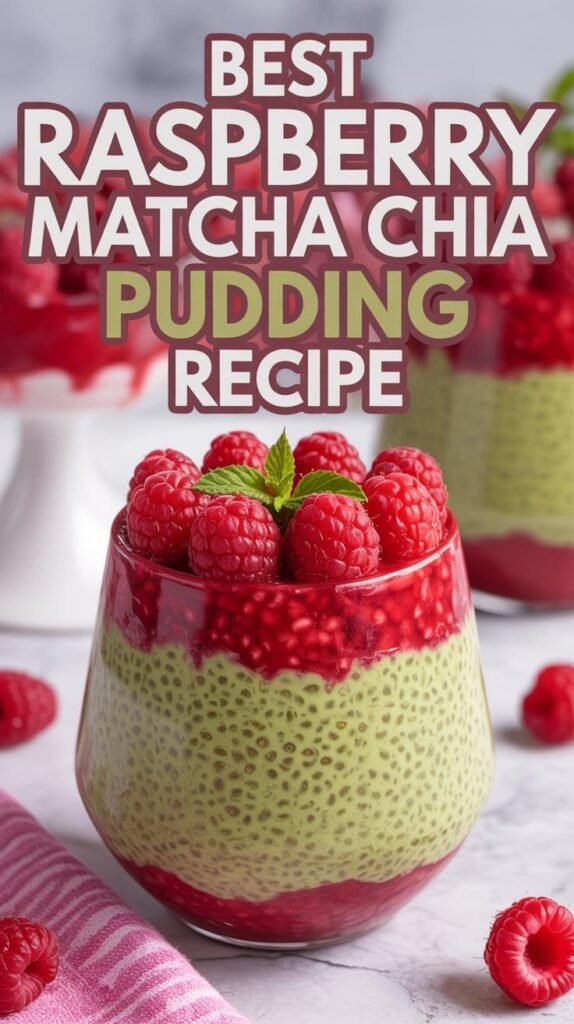 Raspberry Matcha Chia Pudding