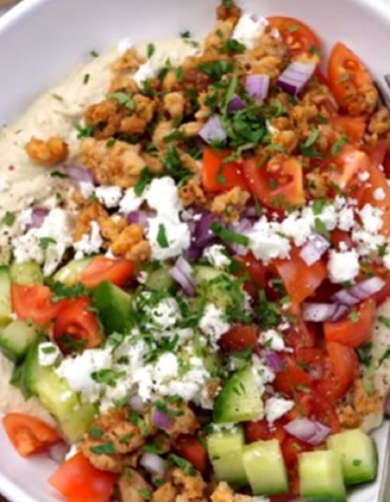 Savory Chicken and Roasted Garlic Hummus Bowls Recipe