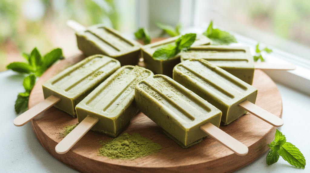 Low-Calorie Matcha Latte Popsicles