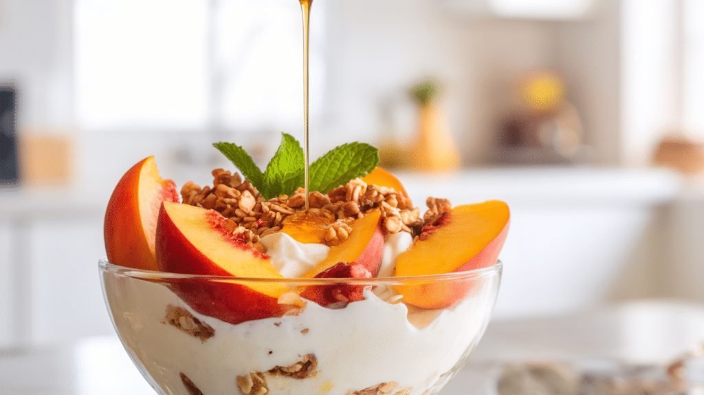 Peach and Honey Greek Yogurt Bowl