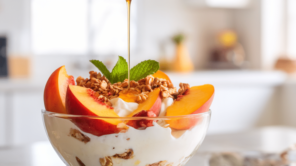 Peach and Honey Greek Yogurt Bowl