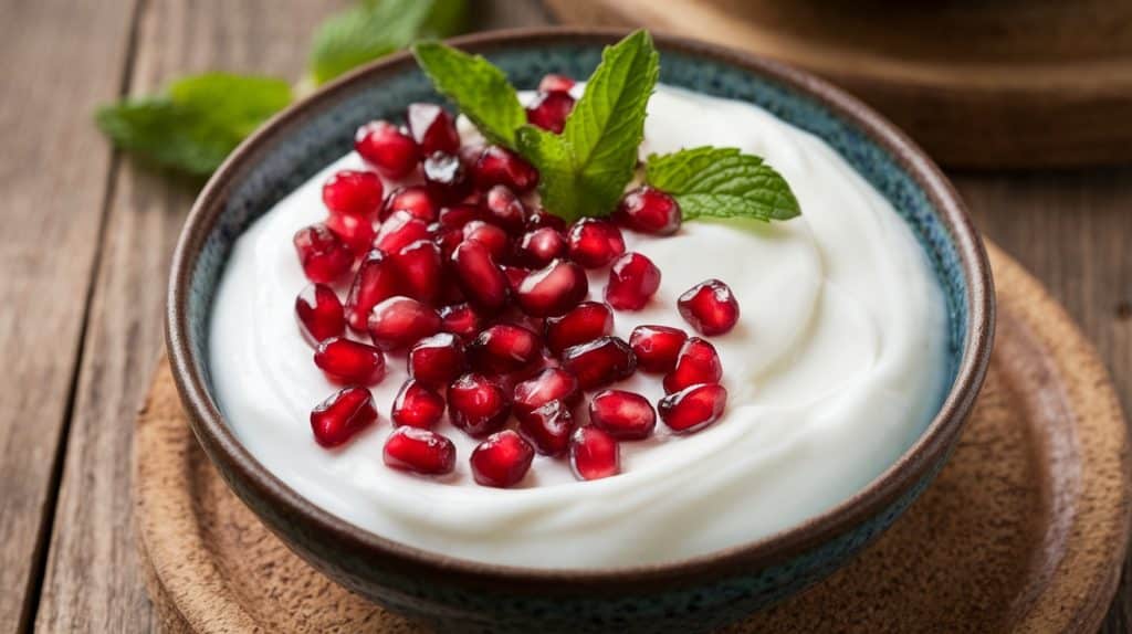 Vanilla Greek Yogurt with Pomegranate Seeds