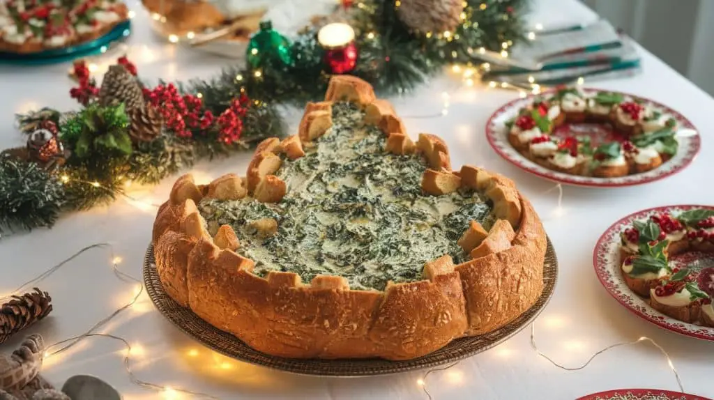 Christmas Tree Spinach Dip Bread Bowl