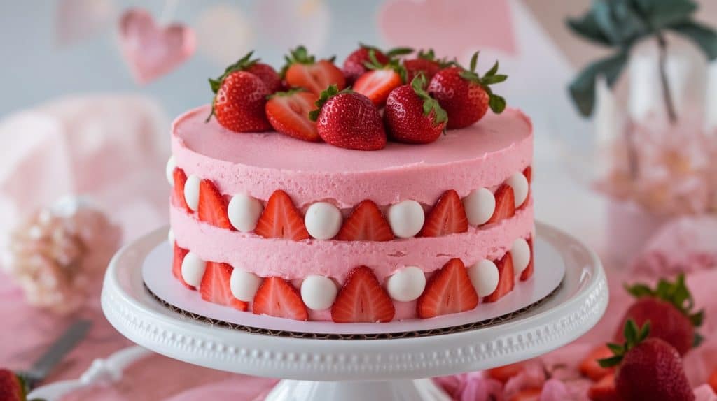 Strawberry Mousse Layer Cake