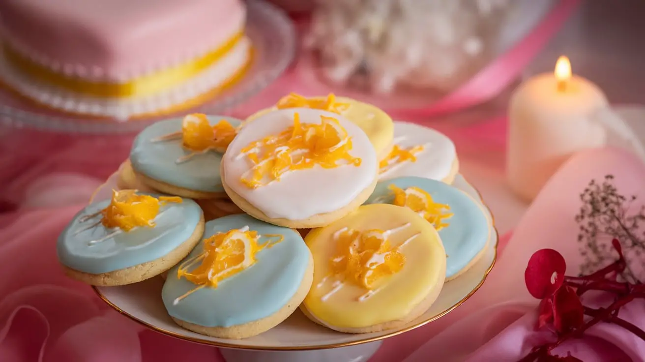 Love-Struck Lemon Glaze Cookies on a plate with lemon glaze and zest, styled for Valentine