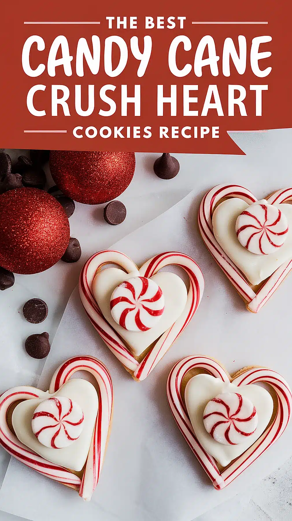 Candy Cane Crush Heart Cookies