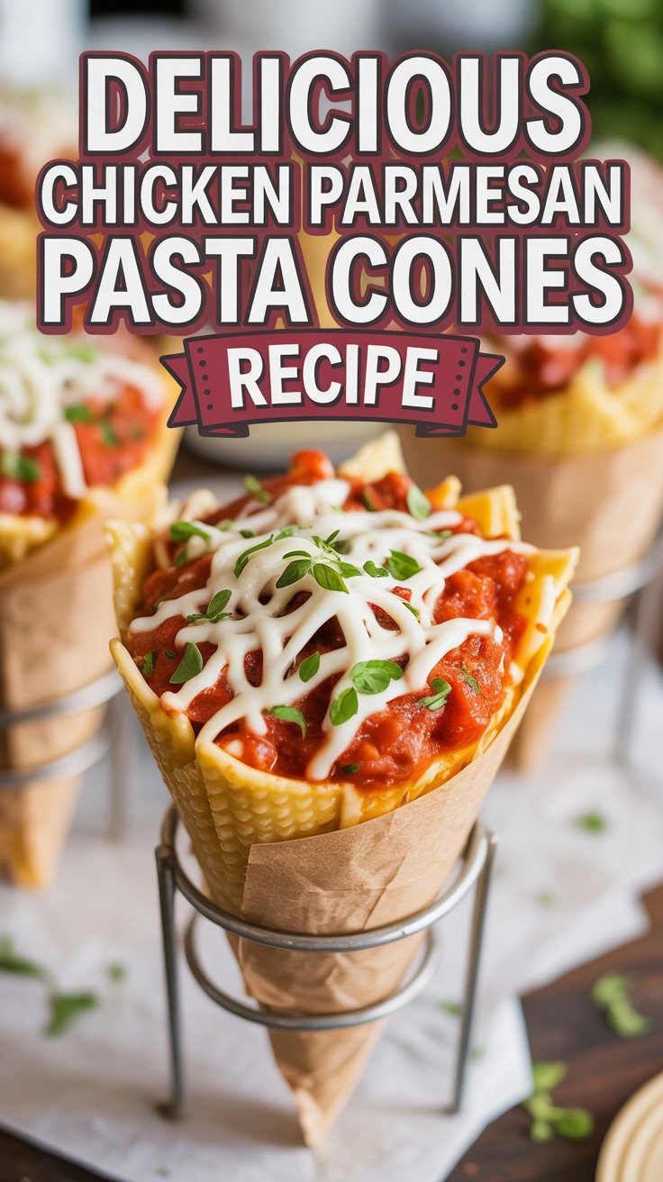 Chicken Parmesan Pasta Cones