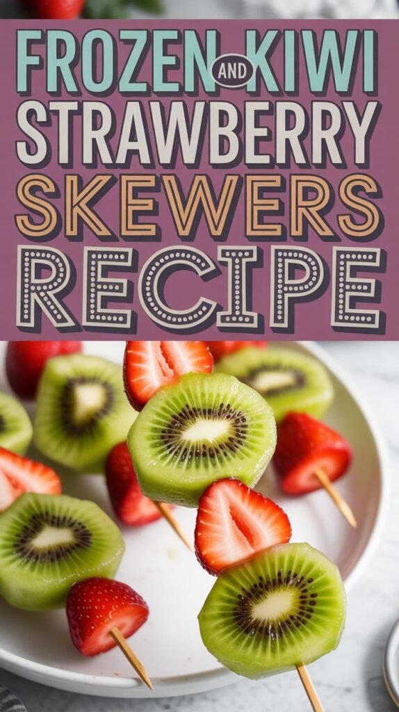 Frozen Kiwi and Strawberry Skewers