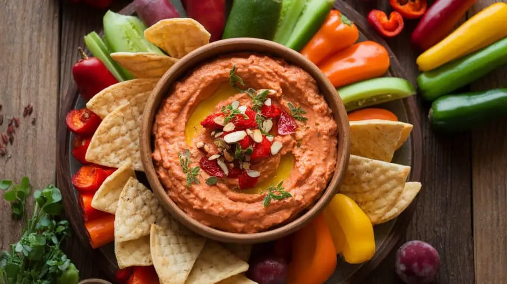 Roasted Red Pepper Feta Dip with Almonds