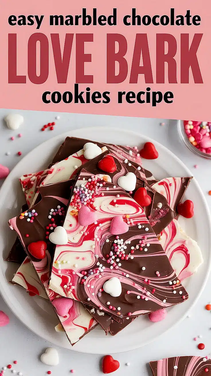 Marbled Chocolate Love Bark Cookies