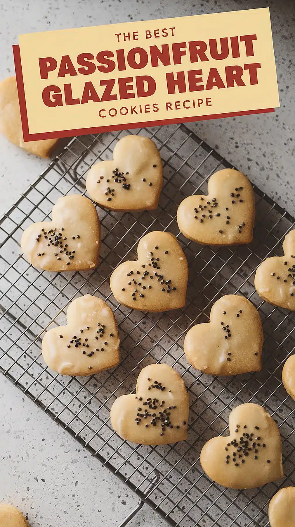 Passionfruit Glazed Heart Cookies