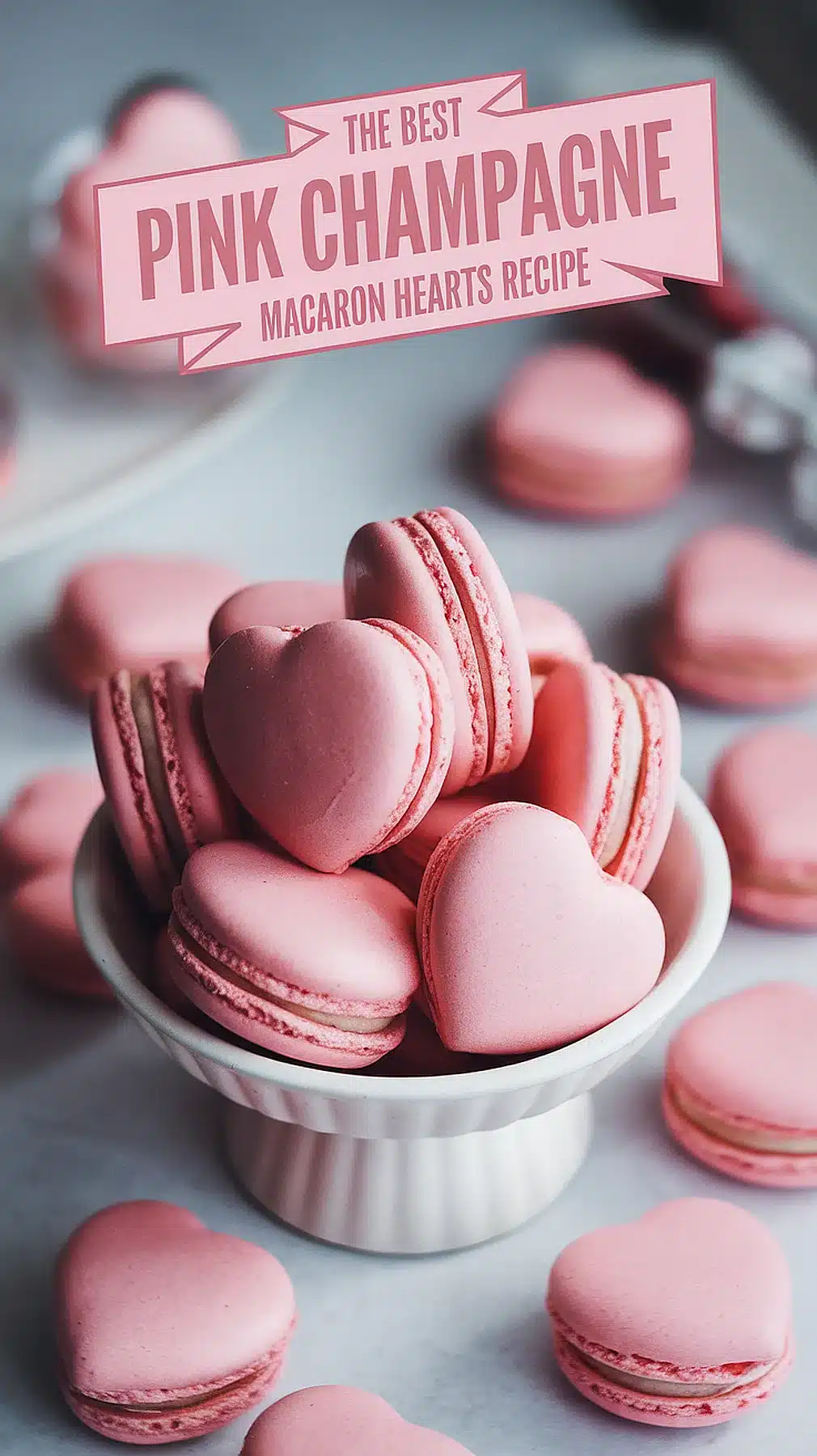 Pink Champagne Macaron Hearts