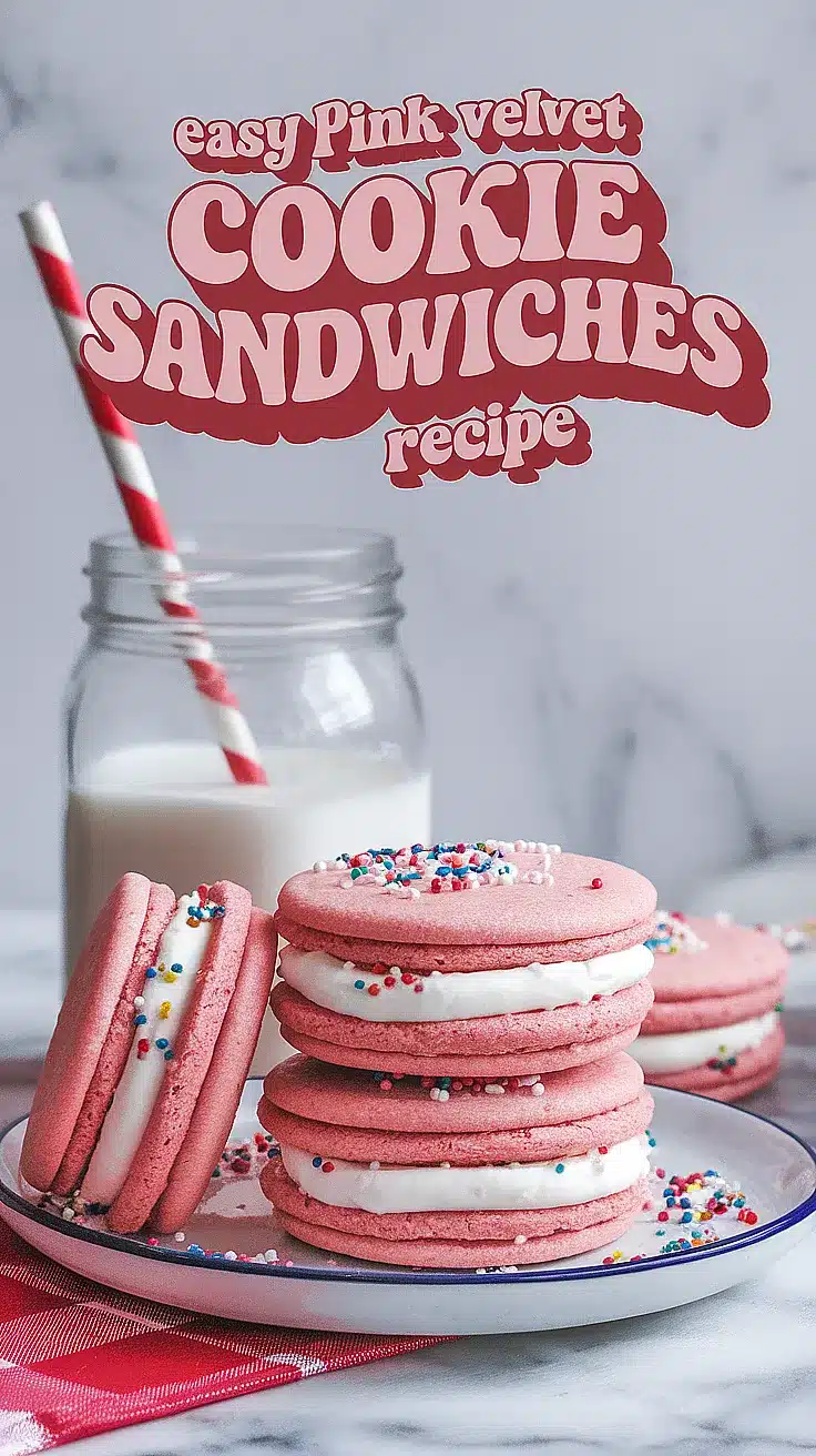 Pink Velvet Cookie Sandwiches